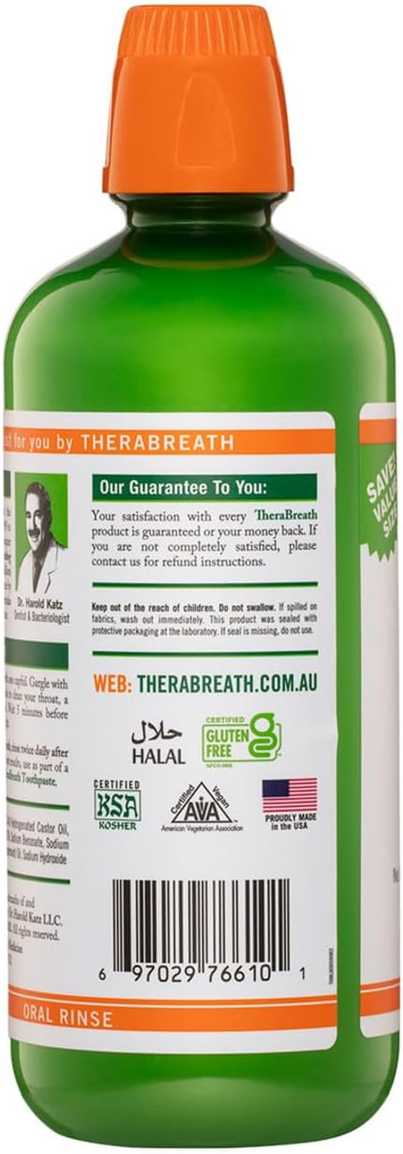 Therabreath Fresh Breath Mouthwash, Mild Mint Flavor, Alcohol-Free, 1 Liter image number 1