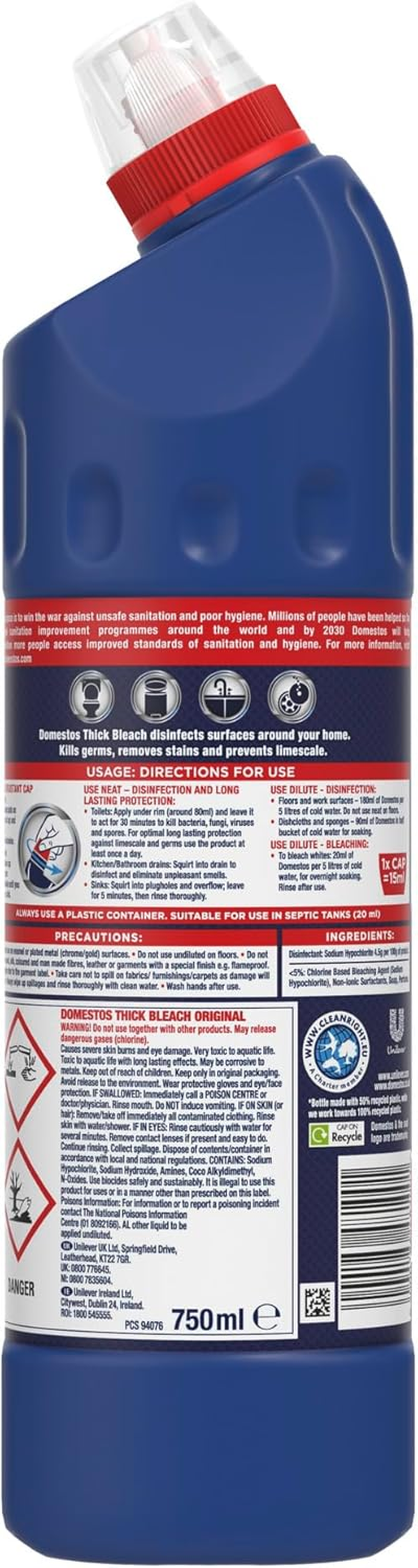 Domestos Extended Power Original Thick Bleach 750 Ml image number 4