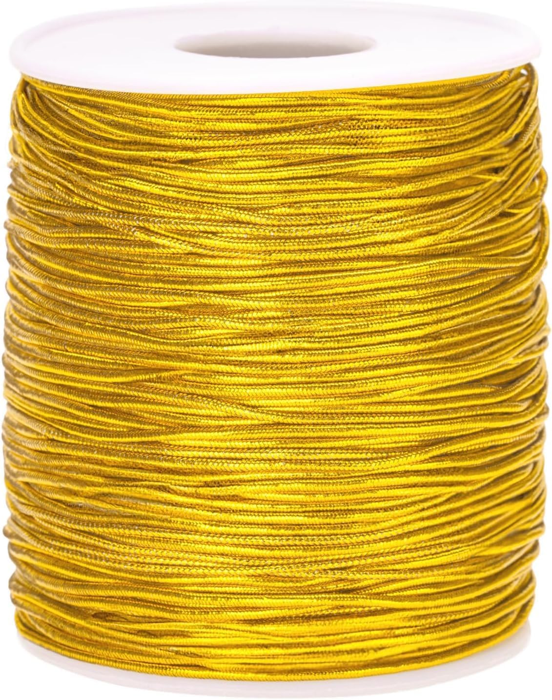 1 Rolls Metallic Elastic Cords Stretch Cord,0.8Mm X 100M Ribbon Metallic Tinsel Cord Rope,For Braiding Rope for Gift Wrapping,Crafts,Ornaments Hanging,Jewelry Making,Bracelets,Hair Decorations (Gold) image number 5