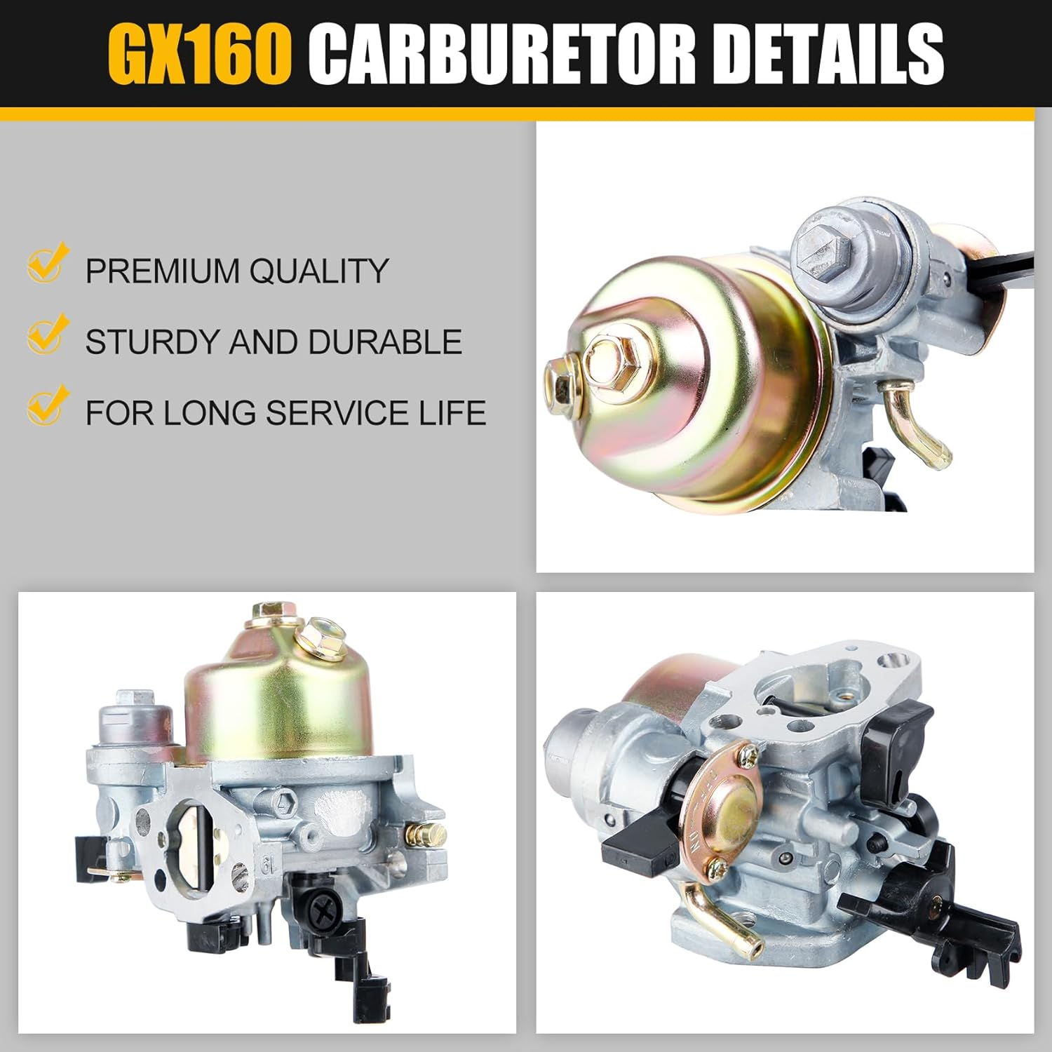 GX160 Carburetor Fits for Honda GX120 GX140 GX160 GX200 5.5HP 6.5HP Engine Replacement for 16100-ZH8-W61 16100-ZH7-W51 (01) image number 1
