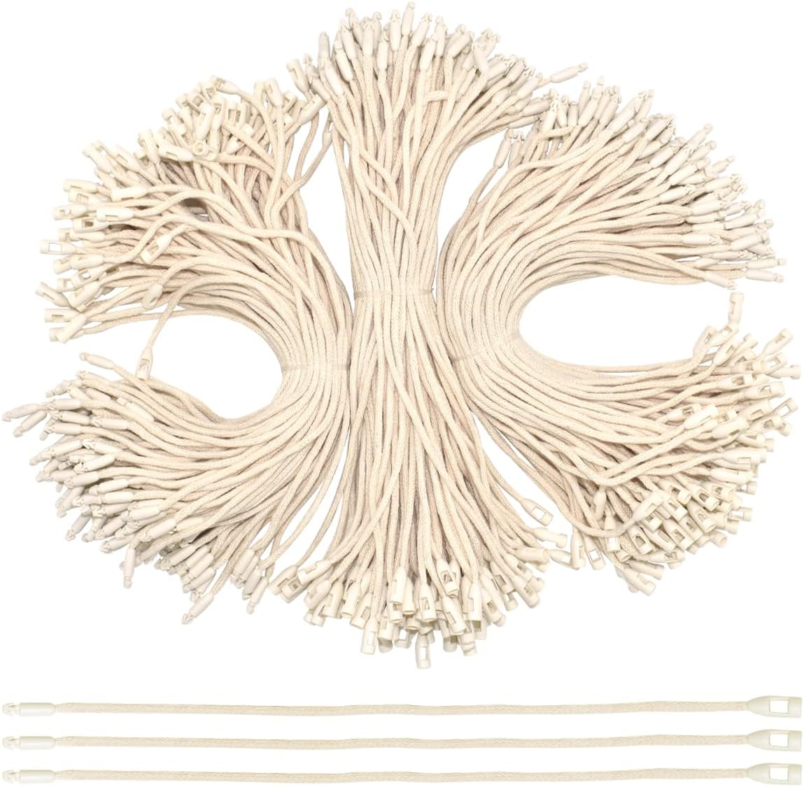 300Pcs 7.6Inch Cotton Gift Clothing Price Tag String Hang Tag String Hanging Rope Snap Lock Pin Loop Fastener Hook Ties Fast to Attach for Clothes Tags Shoes Snap Lock Luggage Label