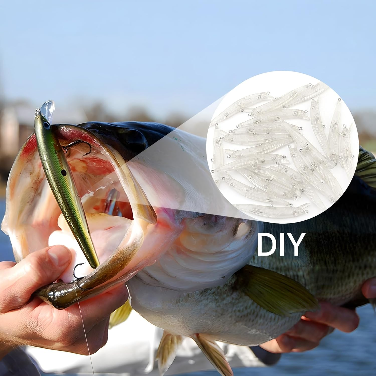 Origlam 20Pcs Lure Blanks Unpainted Fishing Lures, Blank Unpainted Minnow Crankbaits, Topwater Fishing Blanks Lures with 3D Fishing Eye for Salmon Trout Bass image number 6