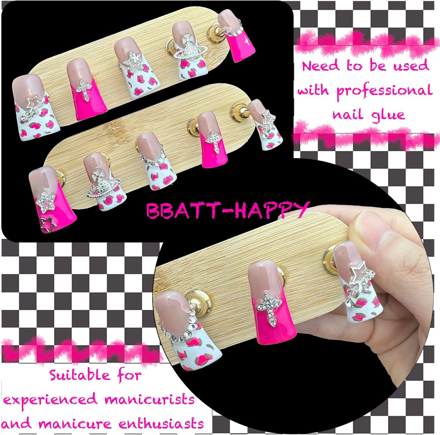 Bbatt-Happy 110Pc Star Nail Charms, Silver Star Planet Cross Alloy Nail Art Decoration