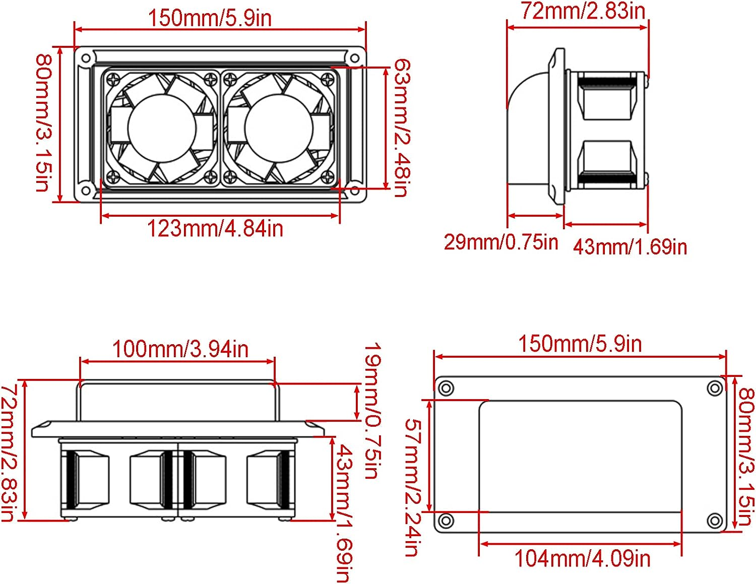 Acbbmns 12V Side Air Vent Ventilation Exhaust Fan for RV Caravan Motorhome Trailer Boat Marine Yacht (Black) image number 1