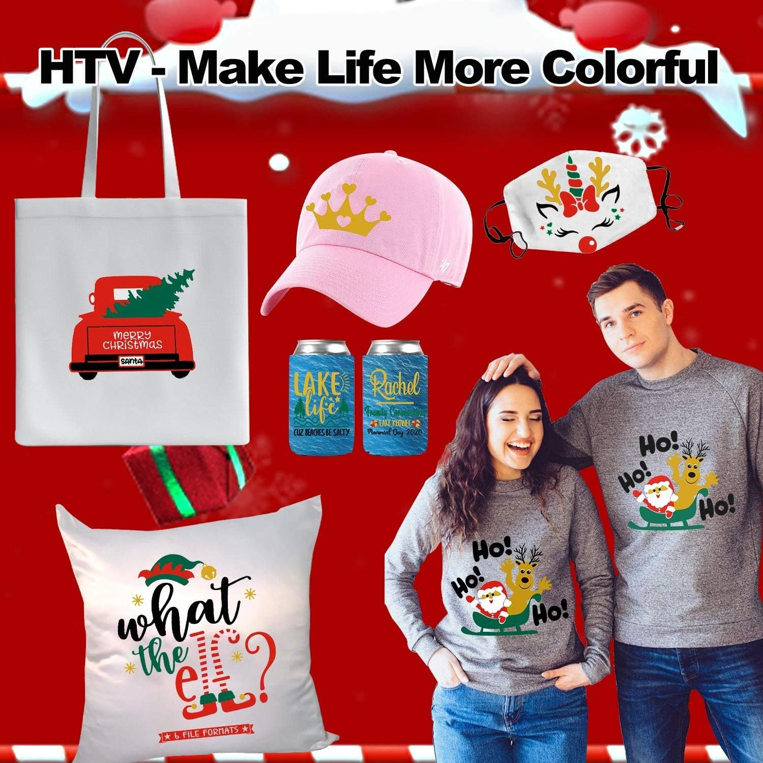 Heat Transfer Vinyl HTV - 12" X 18Ft Iron on Vinyl for Cricut & Silhouette Cameo, Heat Transfer Vinyl Easyweed & Cut, HTV Vinyl Roll for T-Shirts Bags and Other Textiles (02-White)