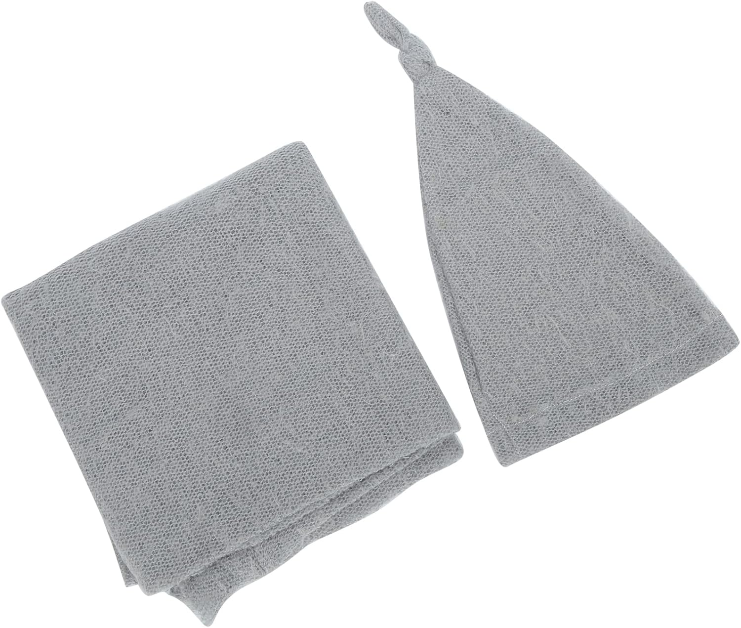 Photography Attire for Newborn Babies with a Hat and Knitting, Soft Fabric, for a Photo Shoot of the Newborn, 0-1 Months - Grey image number 3