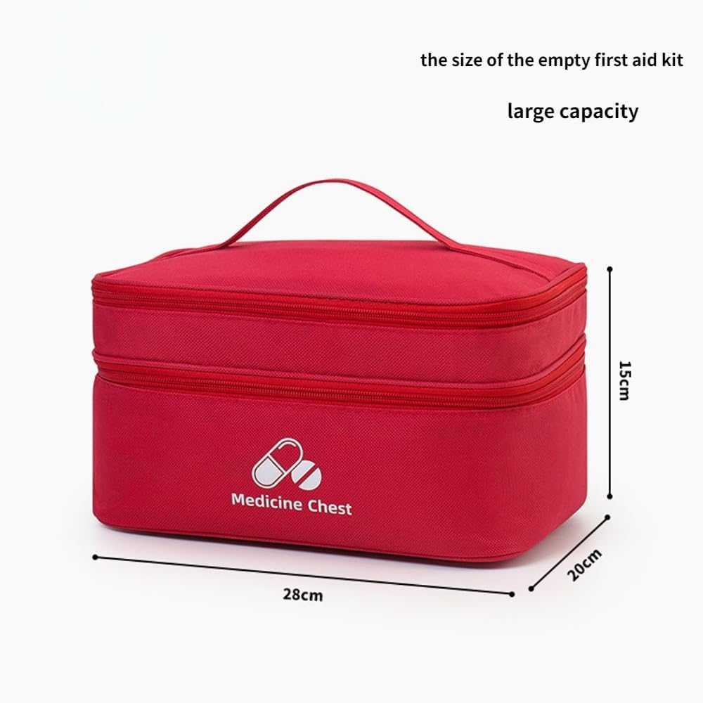 Frafuo Double-Layer Empty Travel First Aid Kit for Car-Large First Aid Kit Bag for College Dorm Student-Travel First Aid Bag for Home-Portable Camping Medical Supplies Organizer Bag for Businesses（Empty Bag）