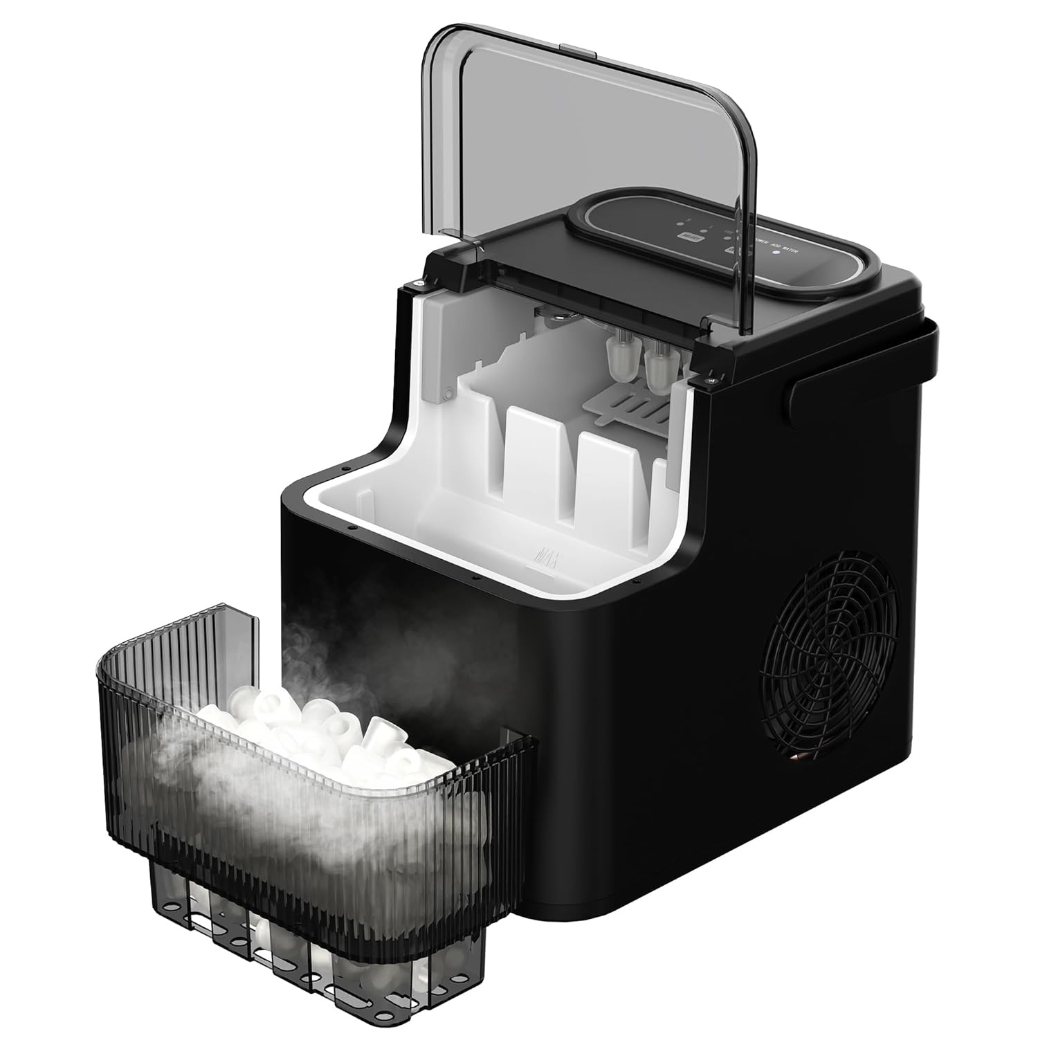 Cobuy Ice Maker Machine, 12KG 1.4L Portable Ice Makers Countertop, Self-Cleaning Ice Cube Maker with Handle, Black