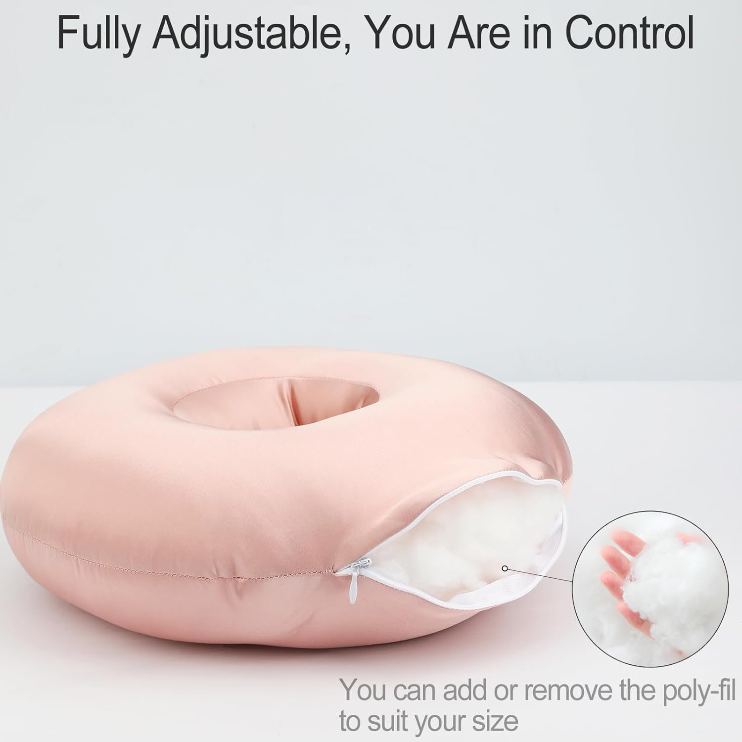 Hapipoppy Silky Ear Piercing Pillows with Hole for Side Sleepers Donut Pillow Ear Pain Relief CNH Pressure Sore Ear Guard Satin Coral image number 3