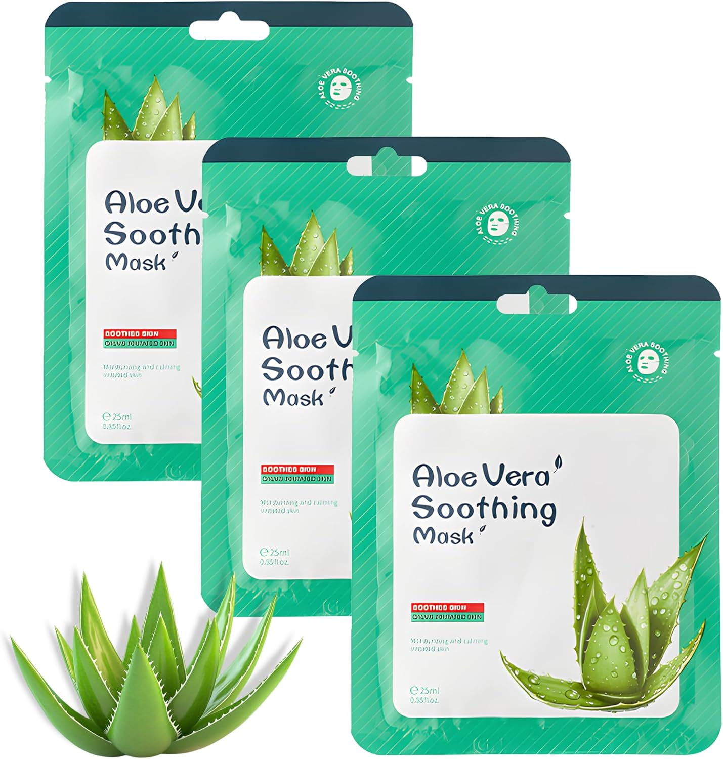 Belluxe 5-Pack Centella Asiatica Sheet Face Masks for Sensitive Skin, Calming and Hydrating Korean Sheet Mask, Facial Skincare for Redness and Repair