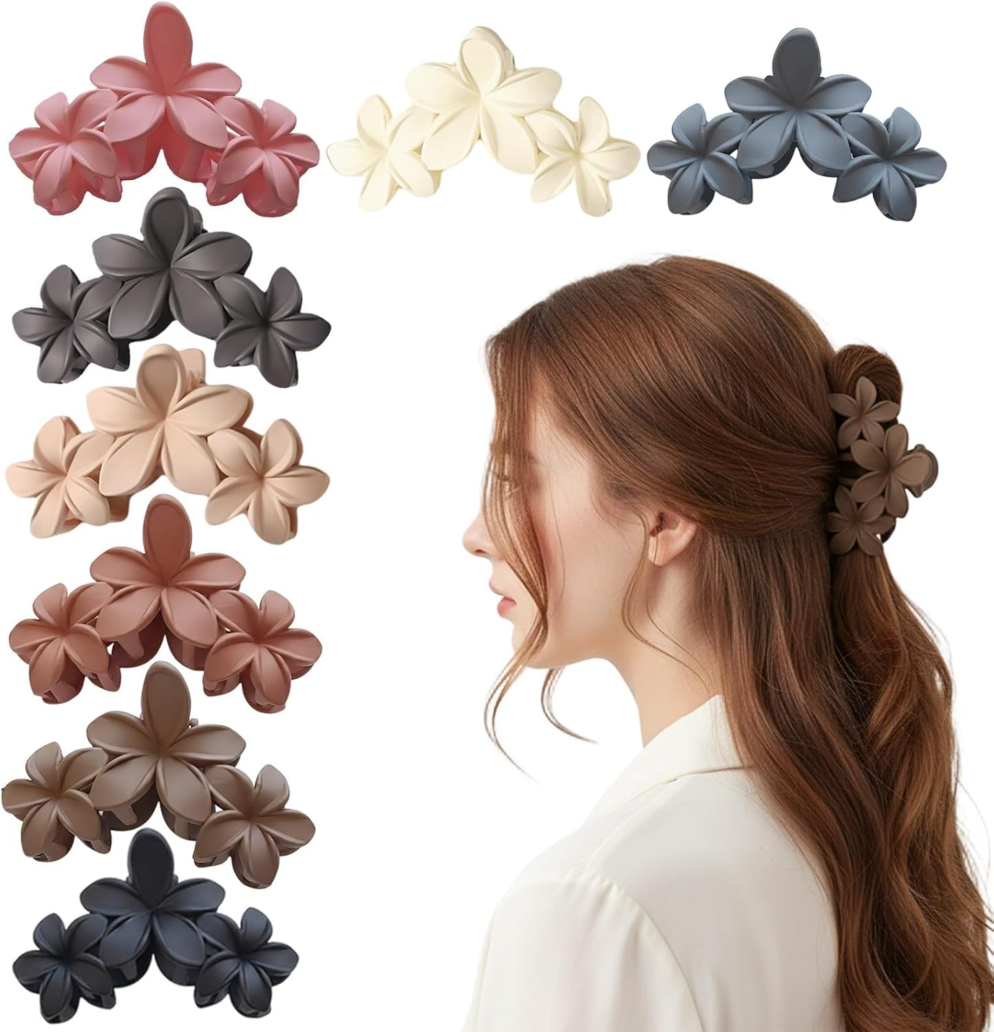 Hair Clip, 8 Piece Flower Hair Clips Set, 7 Cm Flower Hair Clips, Natural Colours, Everyday and Festive Occasions image number 3