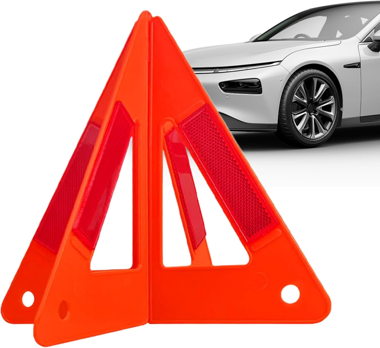 Warning Triangles for Vehicles, Reflective Vehicles Warning Symbol, Non-Slip Compact Triple Hazard Alert, Safety Device, for Family Roadside Protection Emergencys Assistance, 26X23Cm ABS image number 6