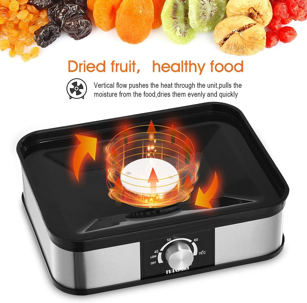 Food Dehydrator Fruit Meat Dryer Beef Jerky Maker W/ 7 Adjustable Trays - Black image number 5