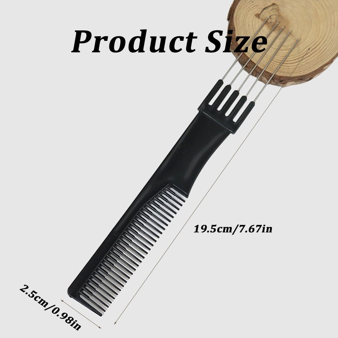 Black Hairdressing Handle Comb with Metal Fork and Fine Teeth, Professional Styling Combs, Hairdressing Comb, Afro Comb, Hairstyle Comb, Hairdressing Styling Tool, Antistatic, Multifunctional image number 2