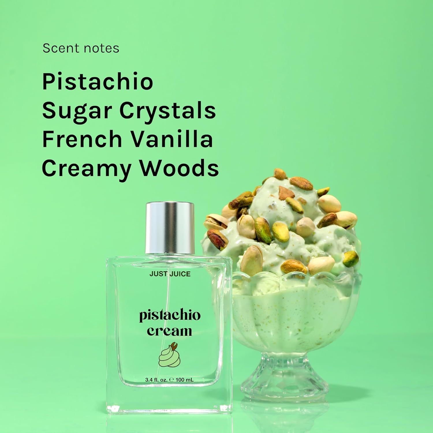 Just Juice Pistachio Cream - Gourmand Perfume for Women and Men - Notes of Pistachio, French Vanilla, and Creamy Woods - 100 Ml image number 6