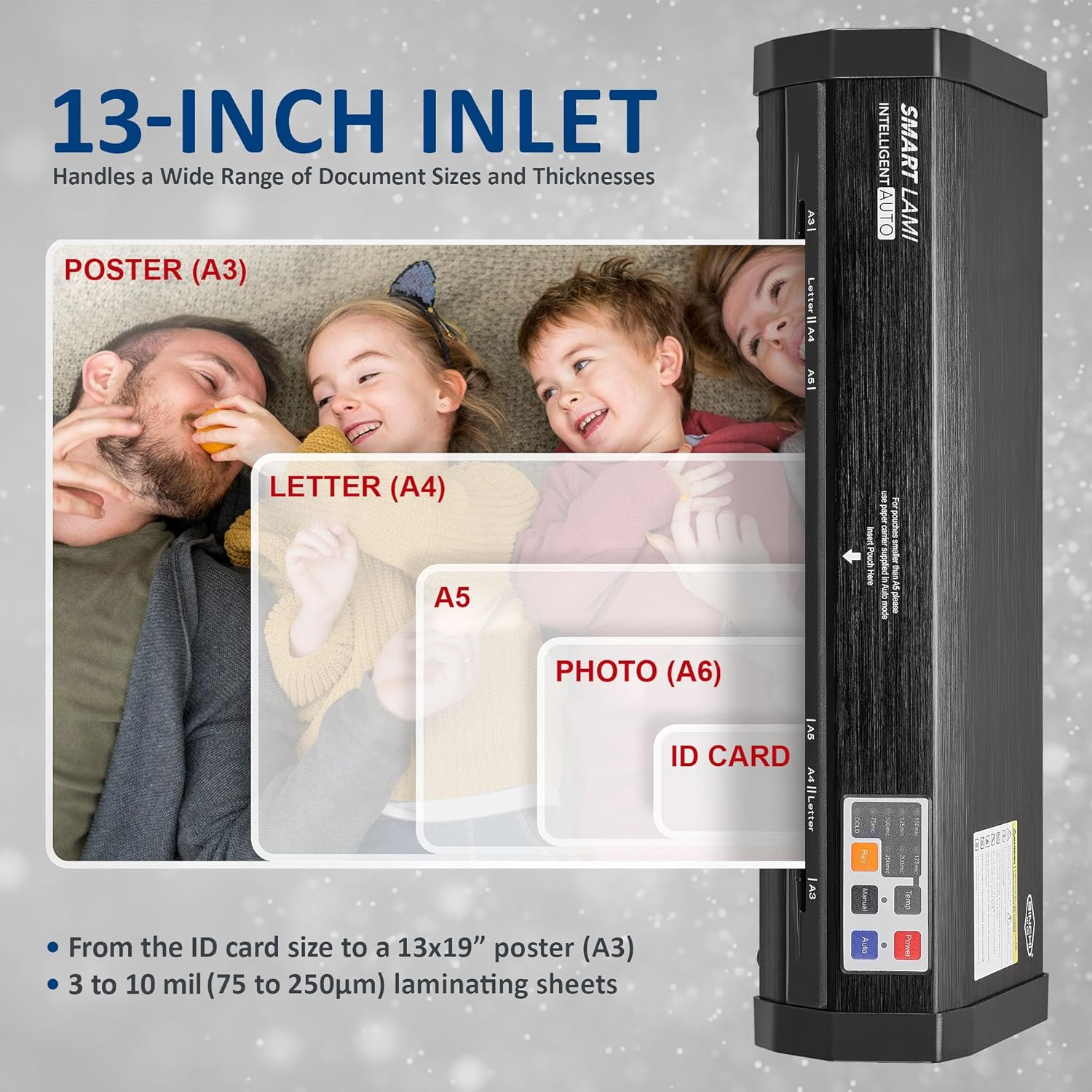 SINCHI 75-250 Mic, Auto Sense, Heavy Duty, A3-Size Thermal Laminator Machine for Business/Office/School, Never-Jam 50-Second Warm-Up Laminating Machine, Foil Applicator as Well image number 5