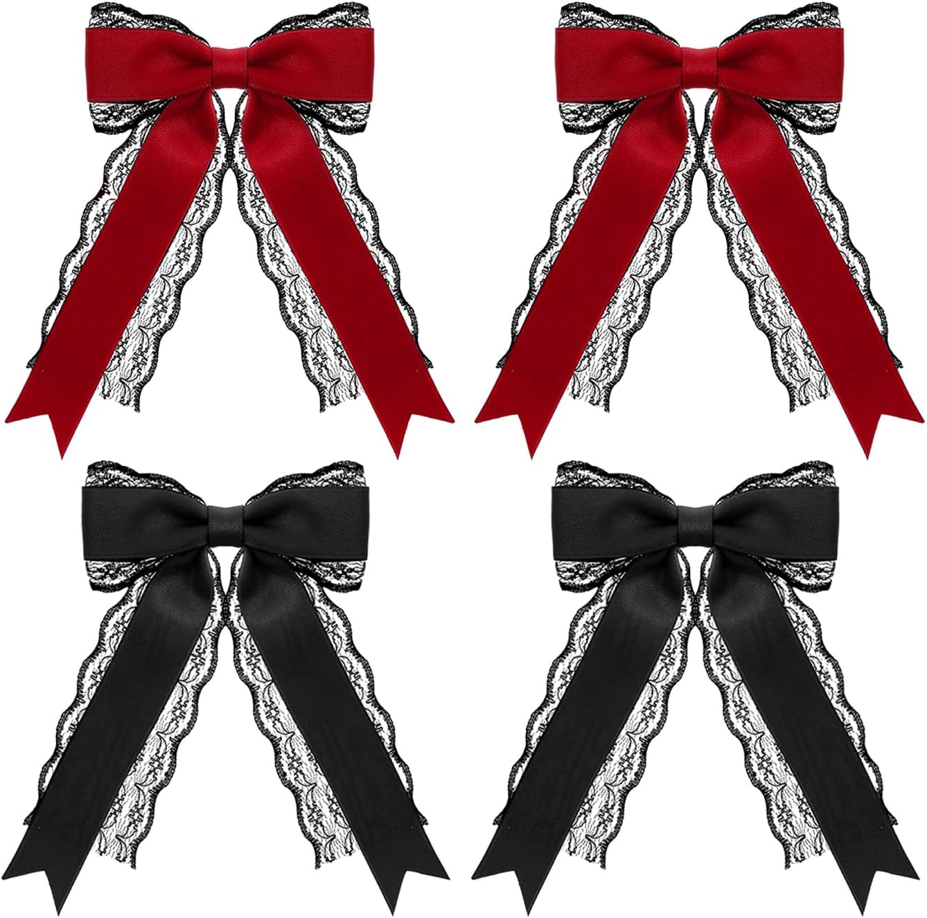 4 X Bow Hair Pins, Simple Lace Hair Pin, Cute Hair Accessories, Hairstyle Decorations. image number 2