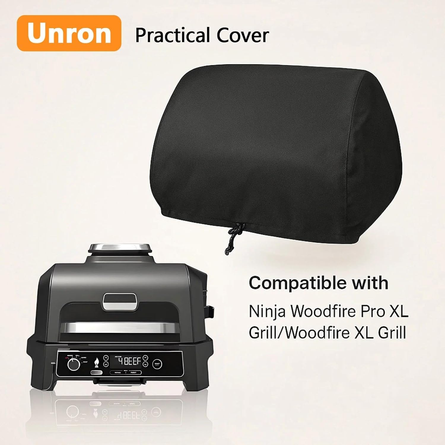 BBQ Cover for Ninja Woodfire Pro XL Outdoor Grill 600D Oxford Waterproof Dustproof Outdoor BBQ Cover Compatible with OG850 OG951 Electric Grill Accessories Black Unron image number 3