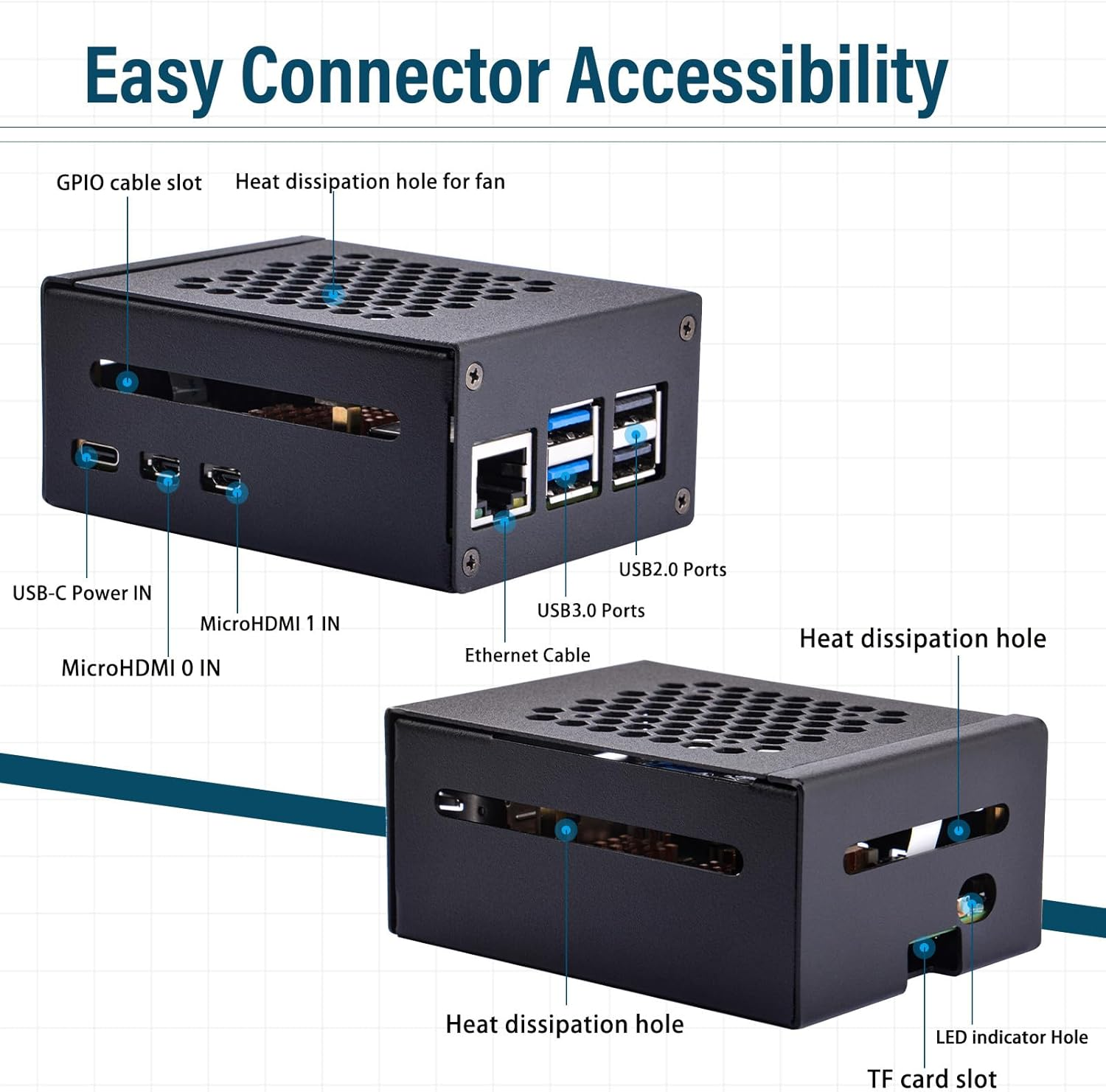 Geeekpi Metal Case with N04 Pcie M.2 Key-M Nvme SSD Pcie Peripheral Board for Raspberry Pi 5 image number 3
