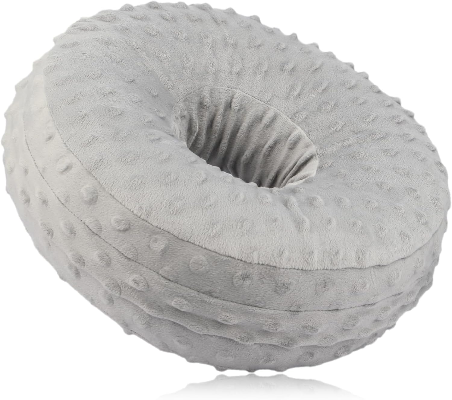 Heal N Hope Washable Ear Piercing Pillow with Removable Pillowcase Donut Pillows Hole for Ear Pain Relief CNH Sleeping Pressure Sore Side Sleepers Ear Guard Protector Cover (Minky Dot Lavender)