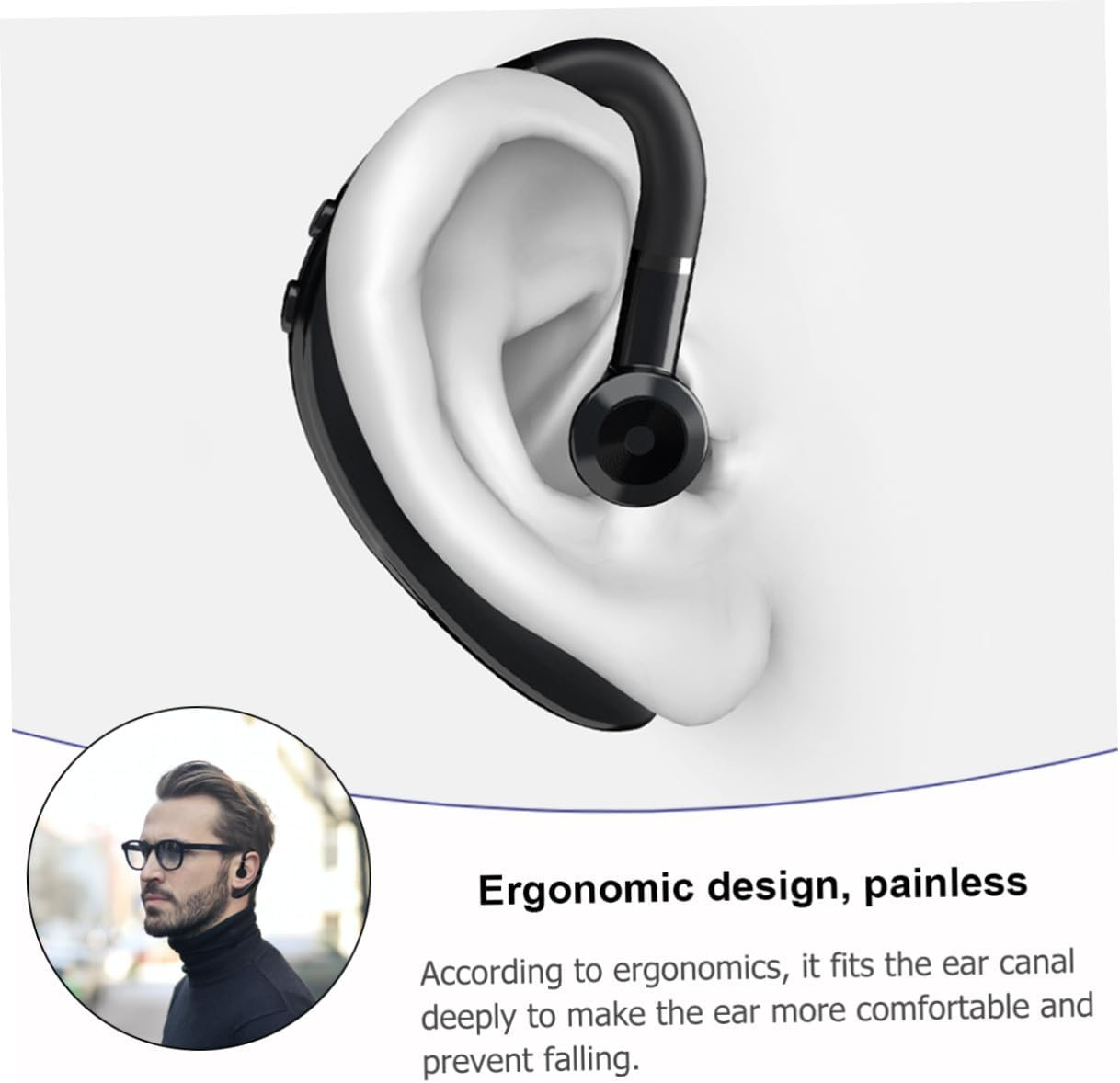 Gatuida Wireless One-Side Earphone Long Battery Life Lightweight Earpiece for Driving Running Workout Compatible with Devices Black image number 4