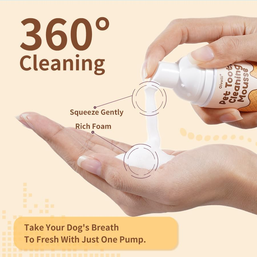 Pet Dental Cleaning Mousse, Ice Cream Flavor, 60Ml, with Natural Ingredients for Dogs and Cats, Fresh Breath Formula