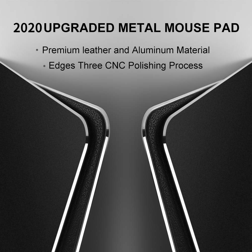 Hard Black Metal Aluminum Mouse Pad Mat Smooth Magic Ultra Thin Double Side Mouse Mat Waterproof Fast and Accurate Control for Gaming and Office(Medium 9.45X7.87 Inch)