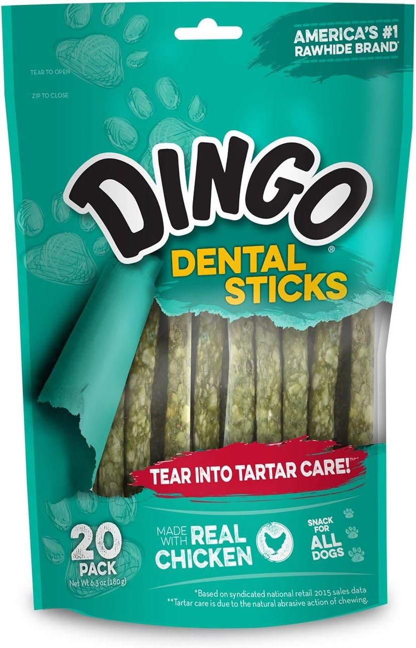 Dingo Dental Sticks for Tarter Control and Freshening Breath, Made with Real Chicken, Great Treats for Small, Medium, And, Large Dogs 20-Count image number 2