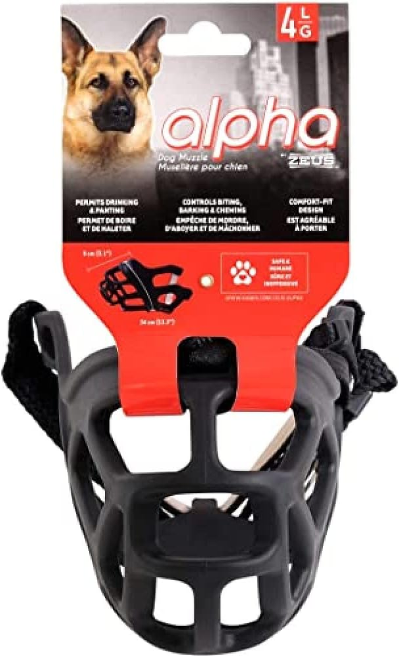 Zeus Alpha TPR Muzzle for Large Dogs, Comfort Fit Design Prevents Biting, Barking and Chewing, Black image number 4