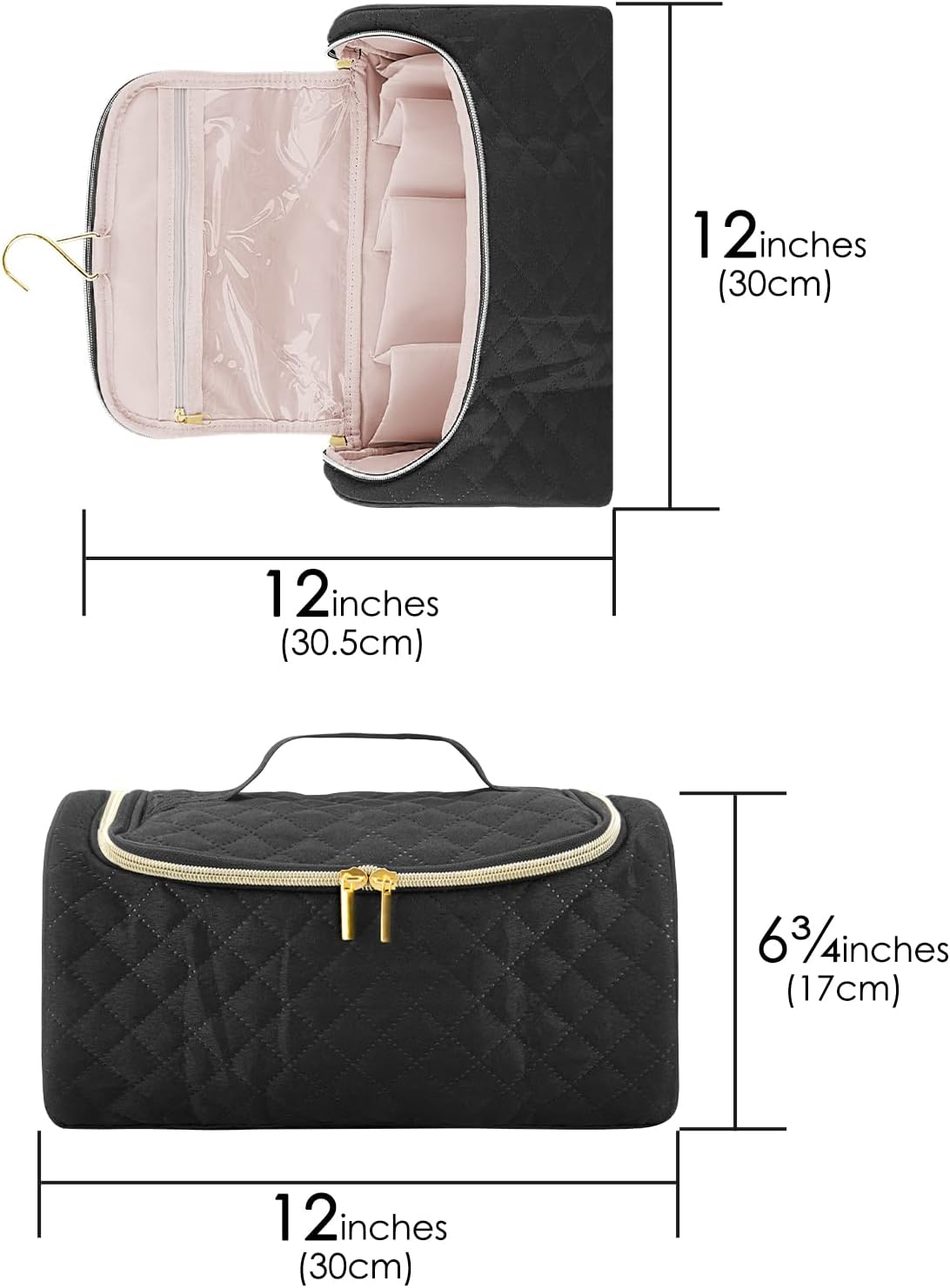 Linkidea Travel Carrying Case Compatible with Dyson Airwrap Styler, Portable Hanging Hair Dryer Storage Case with Side Mesh Pockets, Hair Dryer Accessories Organizer (Black), Black, M image number 3