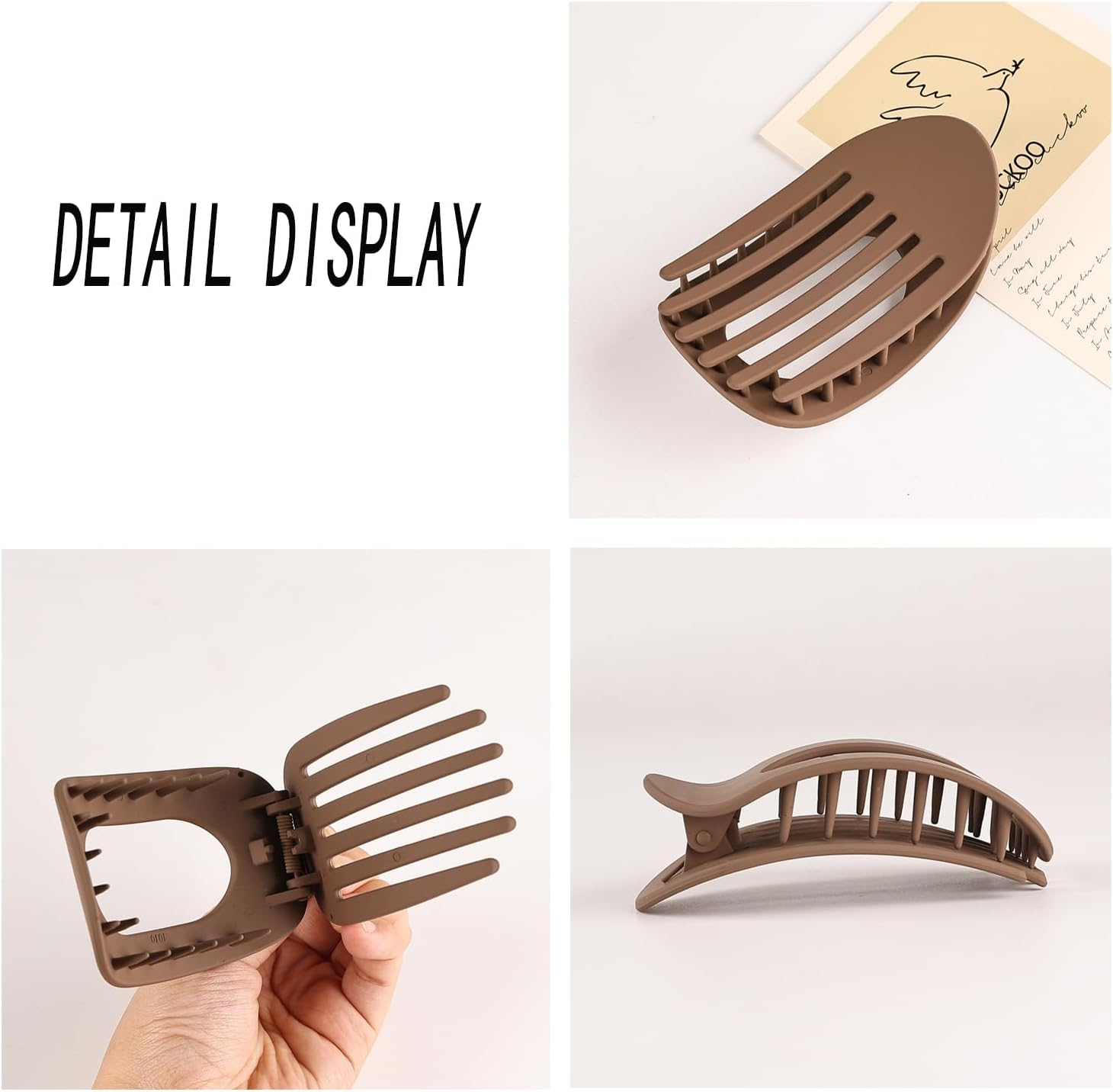 Tjhypenete 4Pcs Flat Hair Clips for Women, round Flat Hair Claw Clips, Strong Hold Lay down Hair Barrettes for Thick Thin Hair, French Duck Billed Hair Claw Clamps, Matte Large Alligator Hair Clips image number 3