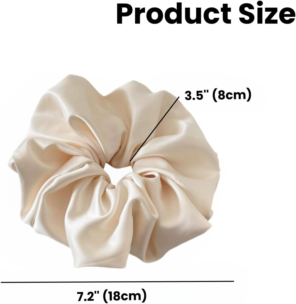 2 Pieces Jumbo Satin Silk Scrunchies for Women 7.5 Inches Large Oversize Scrunchies for Thick Hair Ties Hair Ornament (Black and Beige) - 2 Black image number 6