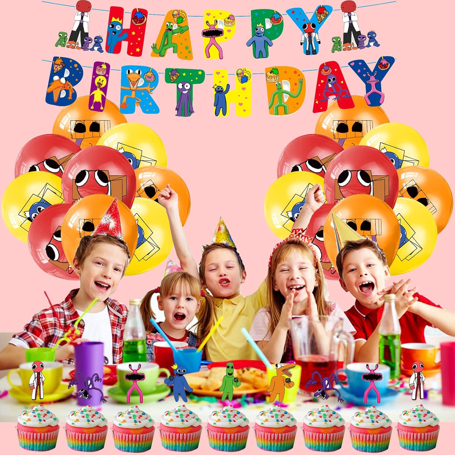 Birthday Party Decorations Rainbow Friends Balloons Birthday Roblox Rainbow Friends Birthday Cake Decorations Rainbow Friends Happy Birthday Banner Rainbow Friends Birthday Decoration image number 6