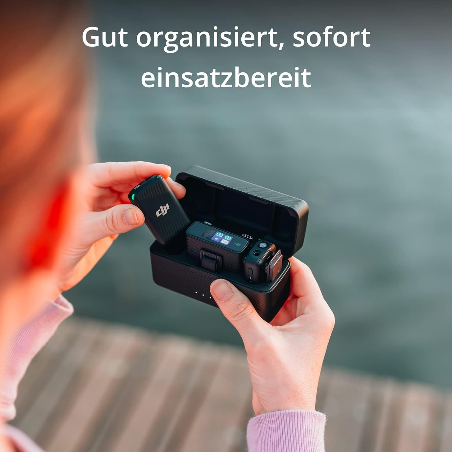 DJI Mic (2 TX + 1 RX + Charging Case), Wireless Lavalier Microphone, 250M (820 Ft.) Range, 15-Hour Battery, Noise Cancellation Wireless Microphone for PC, Iphone, Record Interview, Youtube, Vlogs image number 2