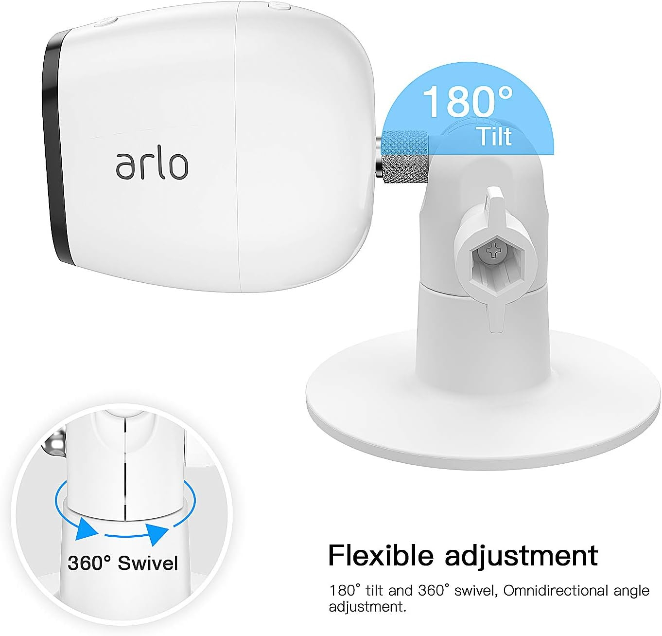 HOLACA Screwless Wall Mount Kit for Arlo 5S Arlo Pro 4 Arlo Pro 3 Ring Cam Wyze Cam Outdoor Camera Eufycam, Easy to Install, No Tools Needed, No Mess, No Drilling, Strong Adhesive Mount,2Pack