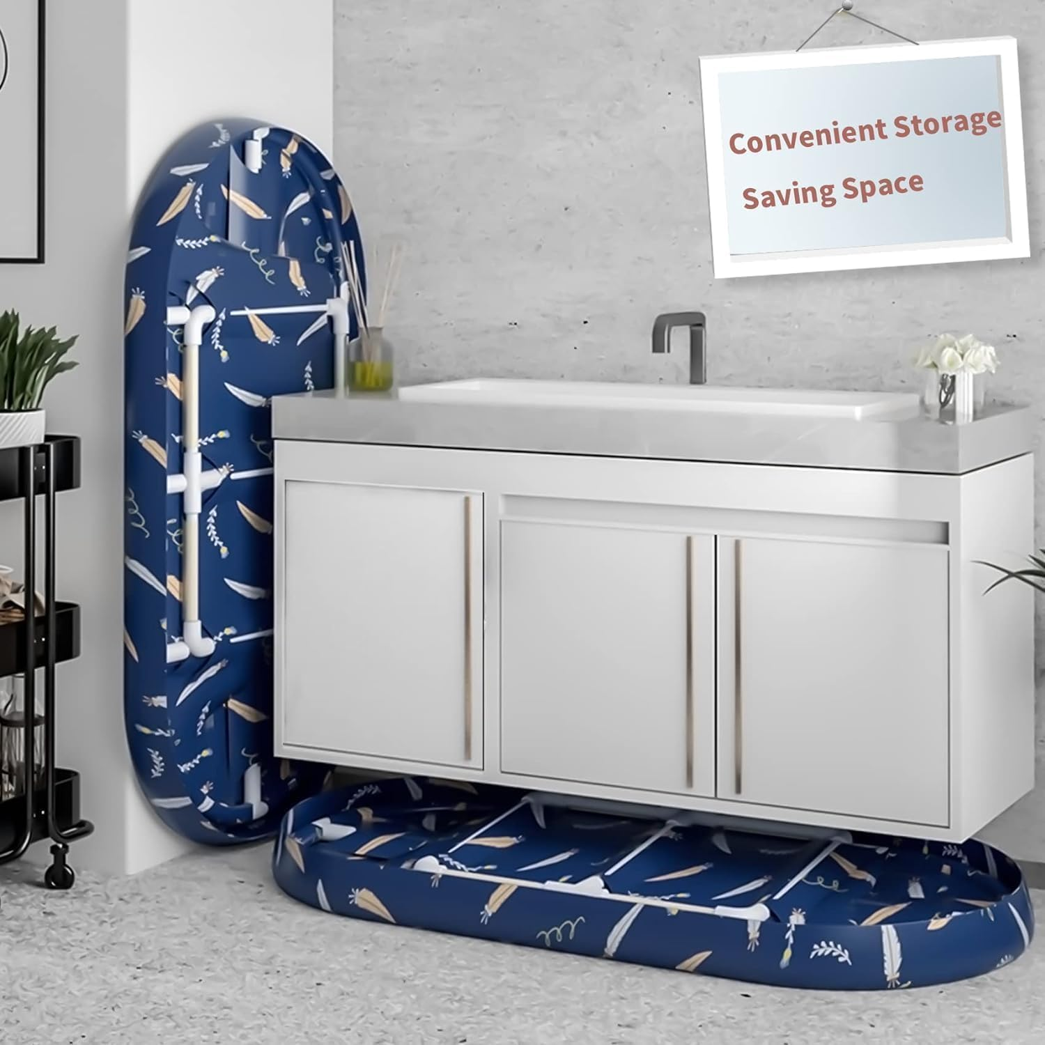 MINYII Ice Bath Tub for Athletes Portable Bathtub for Adults Inflatable Bathtub Free-Standing Blow up Bathtub with Wireless Electric Air Pump for Bathing,Hot Water Bath,Ice Bath, Spa (Feather) image number 1