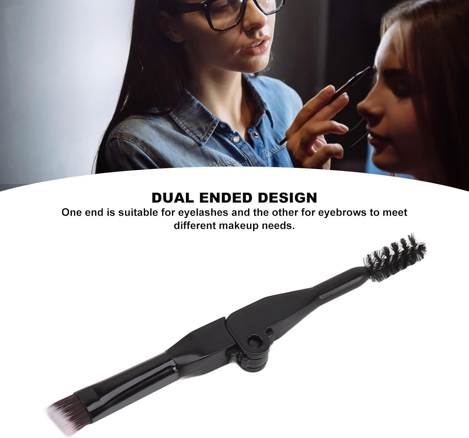 Eyebrow Brush Set Portable Foldable Dual Sided Makeup Tool for Travel Storage image number 6