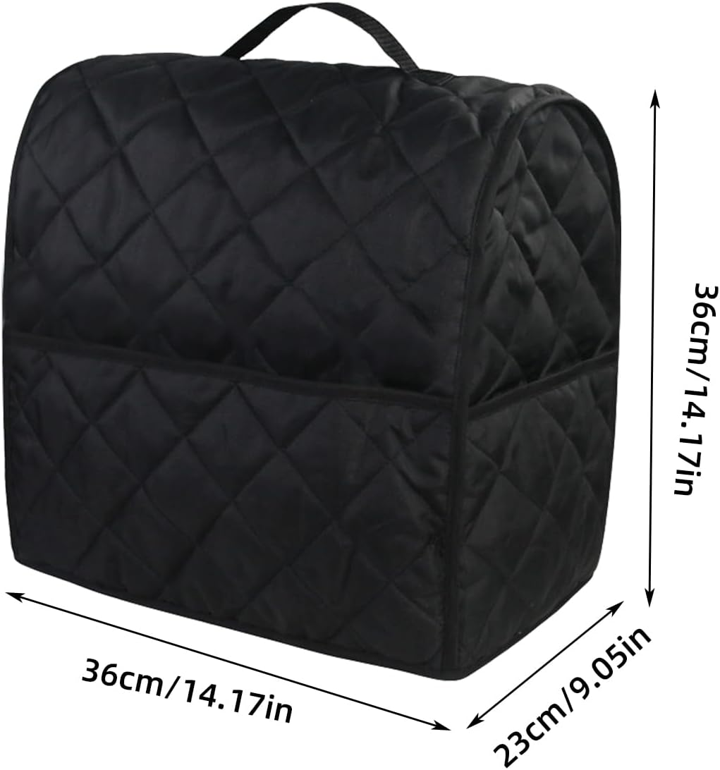 ZYNTM Kitchen Aid Stand Mixer Cover, Dustproof Full Covering 36X24Cm, Waterproof Mixer Bag with Side Pocket, Black Cotton, 24X24X25Cm, FOOD MIXER image number 4