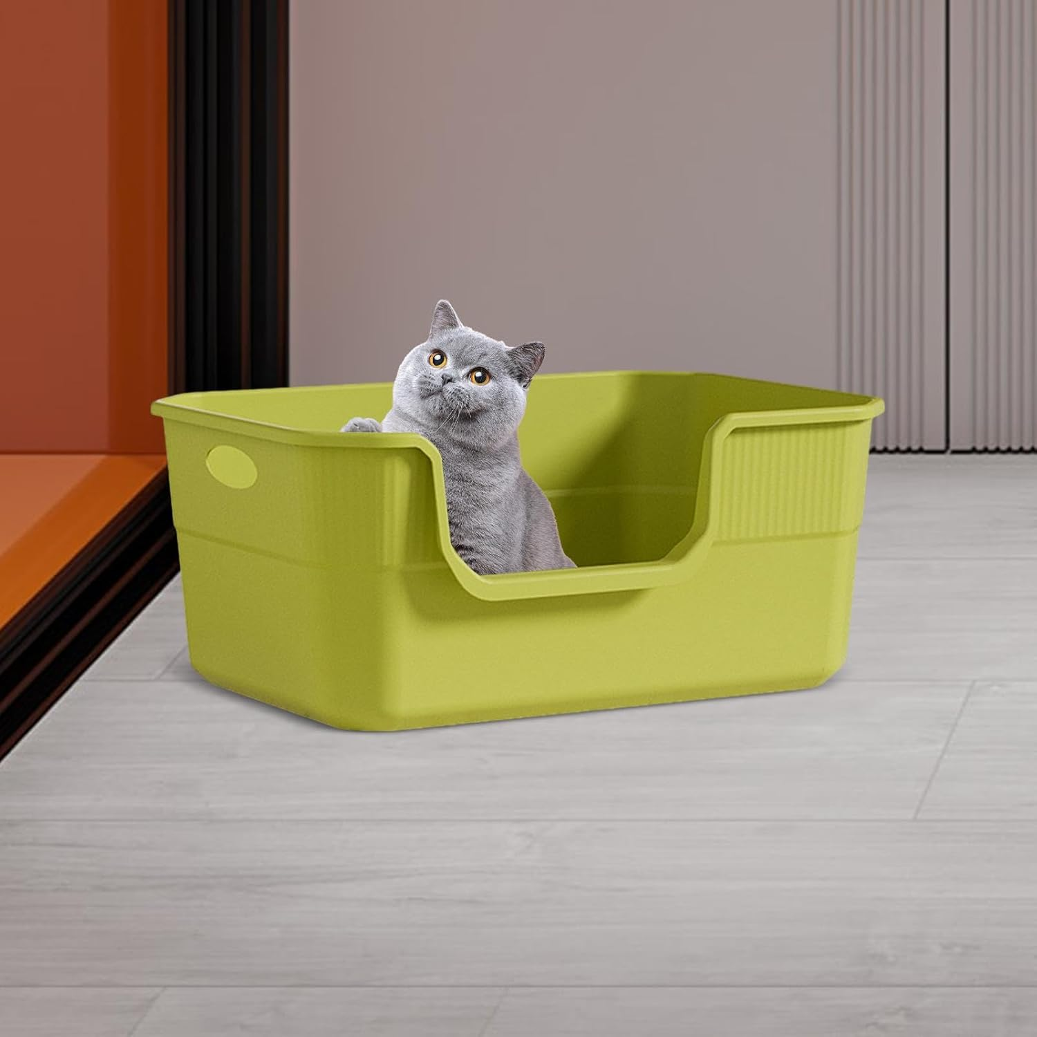 ＡＷＨＡＯ Open Top Pet Litter Box Extra Large for Small and Large Cats Sifting Litter Tray, Green