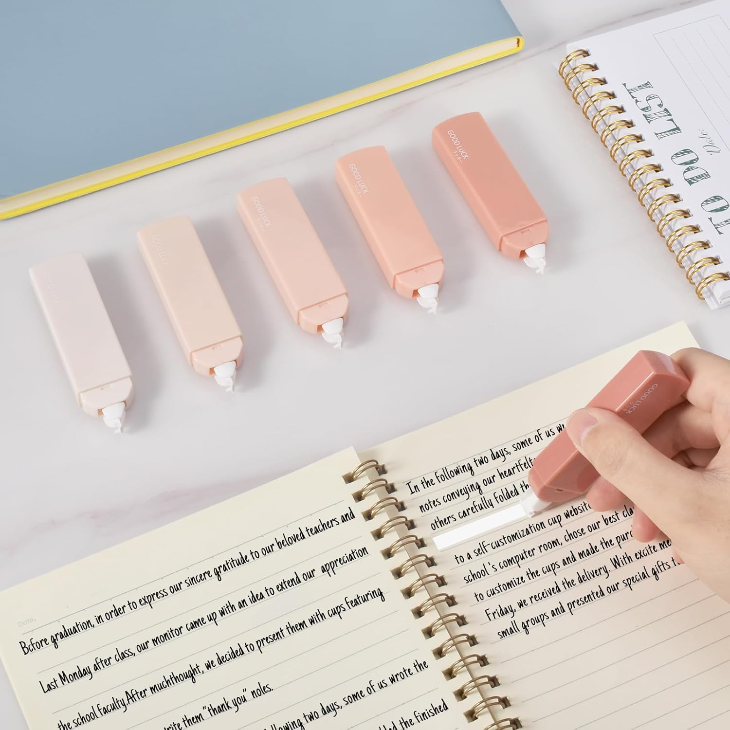 6 Pcs White Out Correction Tape, Cute Macaron Color for Instant Correction, for Students and Office Workers (Gradient Pink) - Gradient Purple image number 2