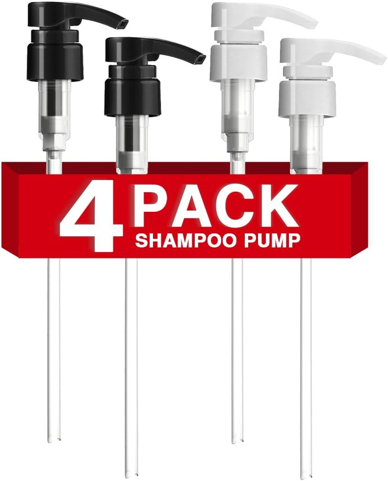 4-Pack Shampoo Pump for Liter 33.8 Oz Shampoo and Conditioner Pump Dispenser Fits Most Salon Bottles with 1.1 Inch Opening, Black & White Replacement Pump Top for Soft Hair Product,Body Wash,Lotion image number 6
