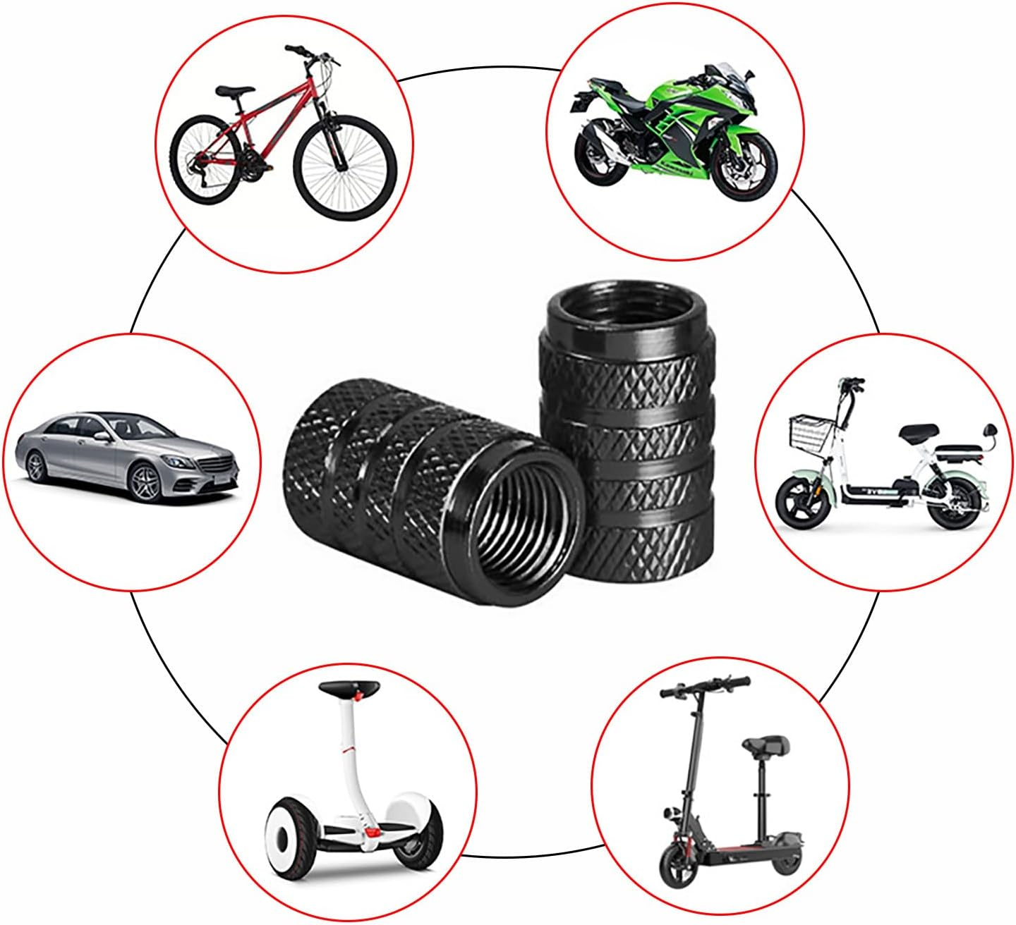 AQSQWQ Set of 8 Valve Caps, Car Valve Cover, Aluminium Car Tyre, Car Valve, Wheel Valve Caps, Valve Cover, Tyre Valve Caps in Black, Car, SUV, Motorcycle and Much More