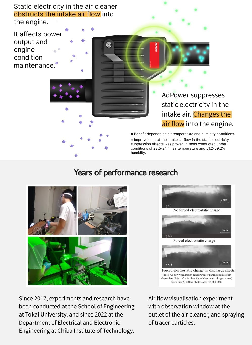Adpower Adpower Motoplus for Motorcycles Static Suppression Sheet Improve Air Flow to the Engine Easy Installation Patented Made in Japan image number 2