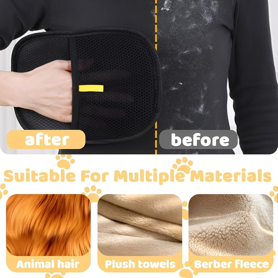 JYNVO Cat Brush, Cat Comb, Fur Flash Brush for Quick Cleaning of Lost Hair, Detangles Knots & Removes Fleas Gently, with 1 Glove image number 3