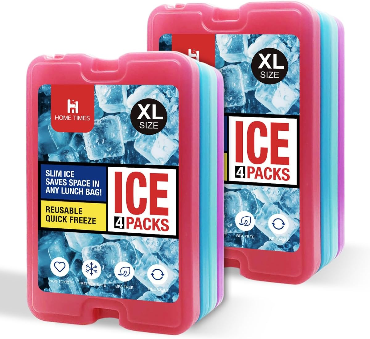 Home Times 8 Pack XL Slim Ice Packs, Quick Freeze Space Saving Long-Lasting Reusable Ice Packs for Lunch Boxes or Coolers(Empty Box without Water) image number 5
