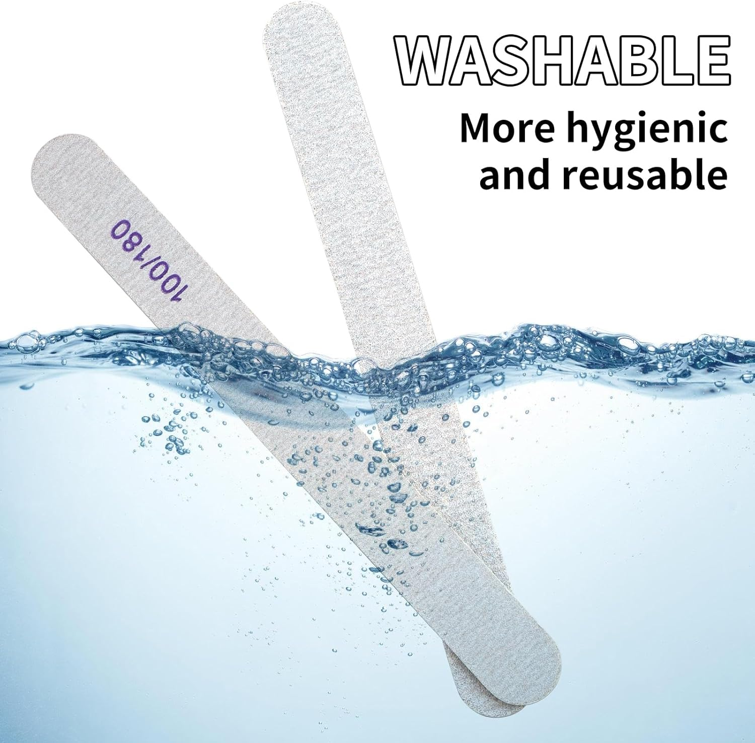 100/180 Grit Nail Files - 50 Pcs Grit Nail Files 100/180 for Acrylic Nails Files Bulk Double Sided Emery Board Reusable Files for Natural Nails image number 1