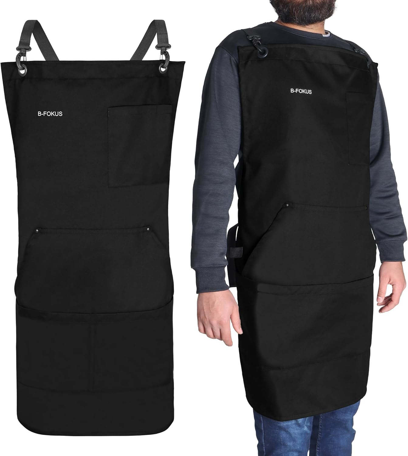 Premium Multi-Use Cotton Canvas Apron &ndash; Durable 10Oz Adjustable Aprons for Cooking, BBQ, Crafting with Pockets, Brass Hardware, Aprons for Women and Men, Chef Apron, Waterproof Apron