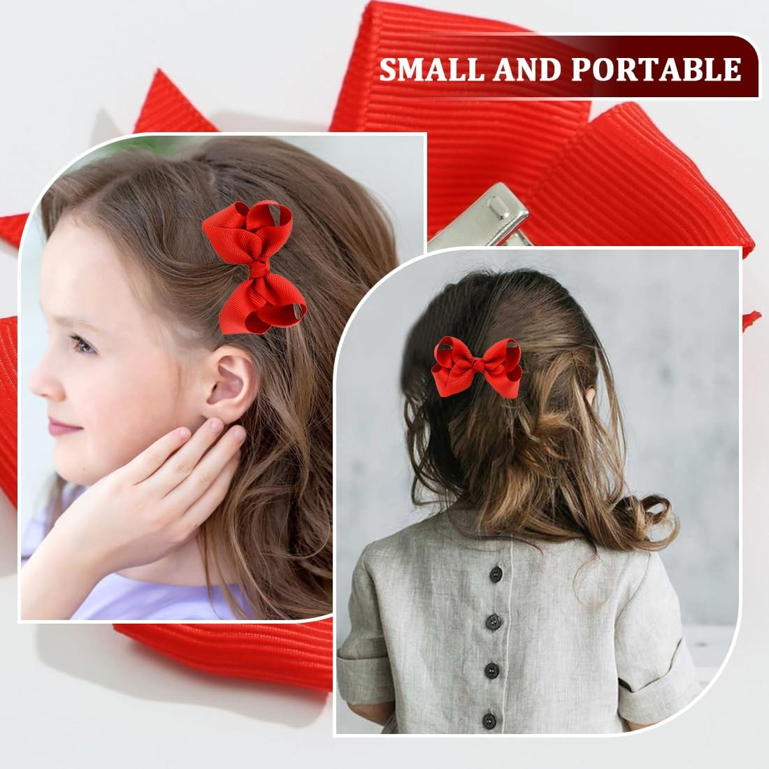 2 Pieces Bow Hair Clips Ponytail Clips Duck Bill Clip Hair Bow for Kids Girls image number 2