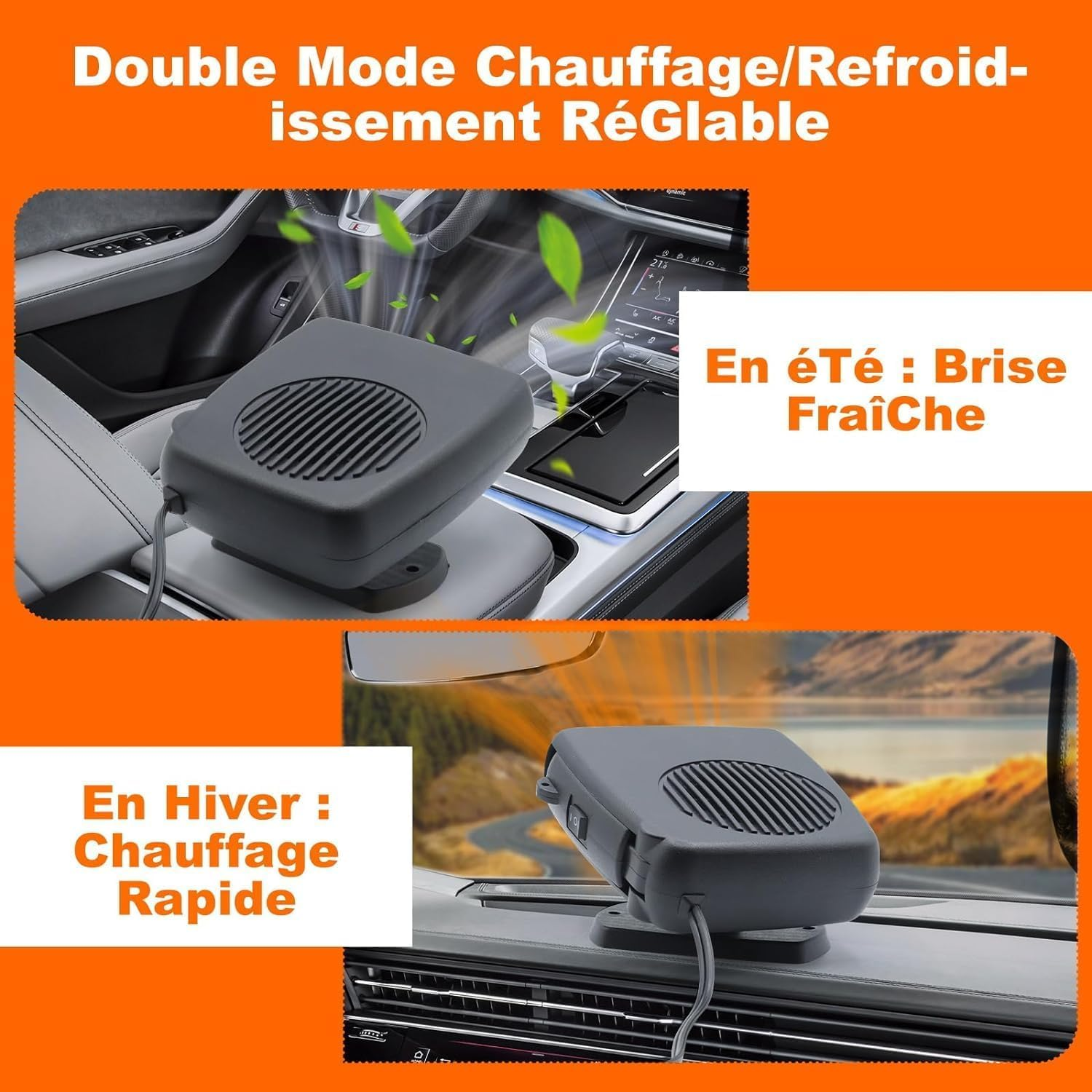 Baceyong 2 In1 Portable 150W Auto Heating Cooling Fan Defroster Defogger for Car Truck 12V Black image number 4