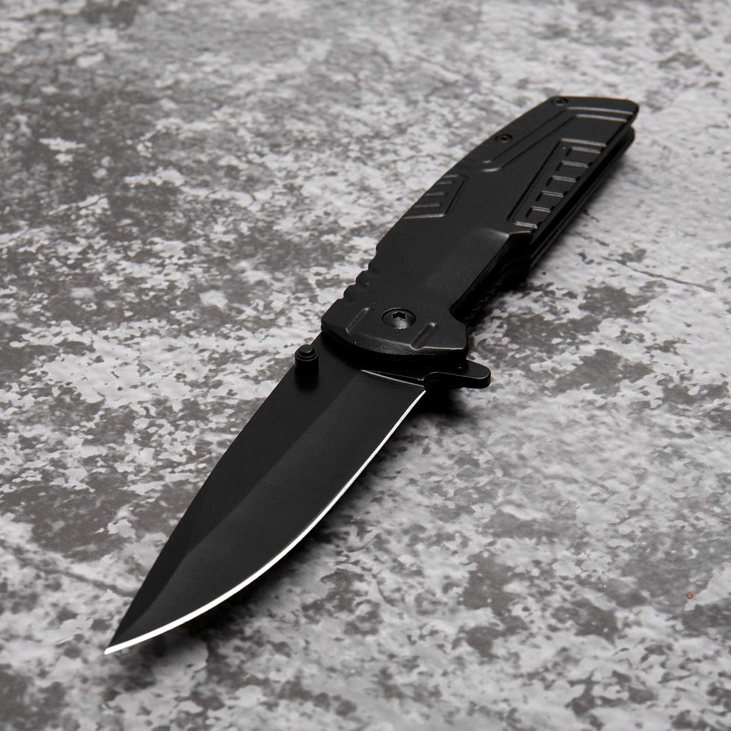 Stainless Steel Folding Pocket Knife, Black Blade, Aluminum Handle, Suitable for Daily Use, Outdoor, EDC image number 2